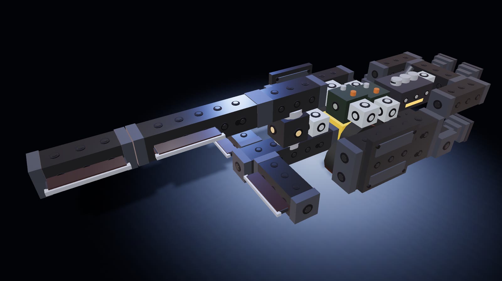 Spinner1, a player-built robot, rendered from its real parts